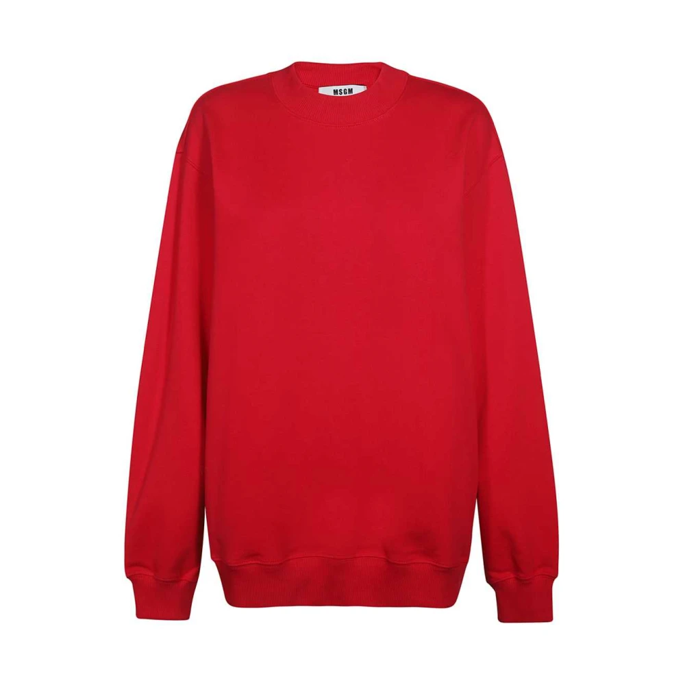 Msgm Katoenen Crew-Neck Sweatshirt met Logo Print op de Rug Red Dames