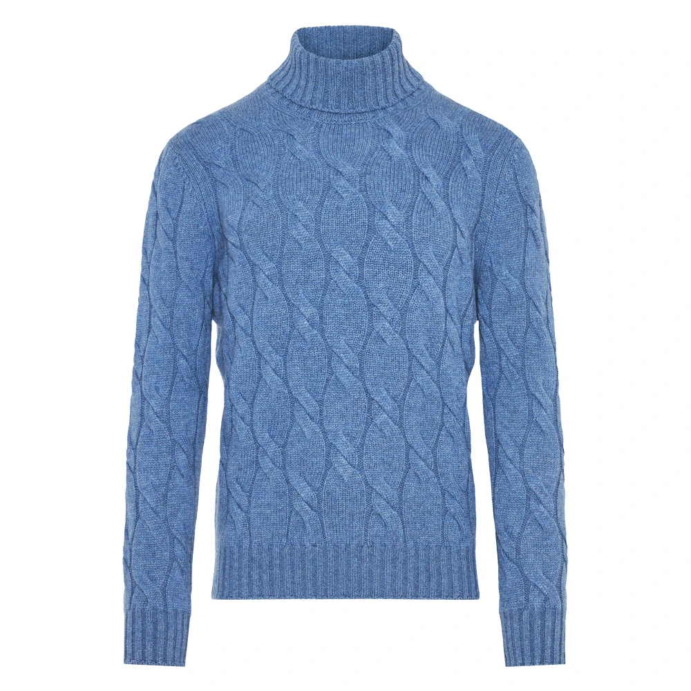 Gran Sasso Luxe Cashmere Rollneck Sweater Blue Heren