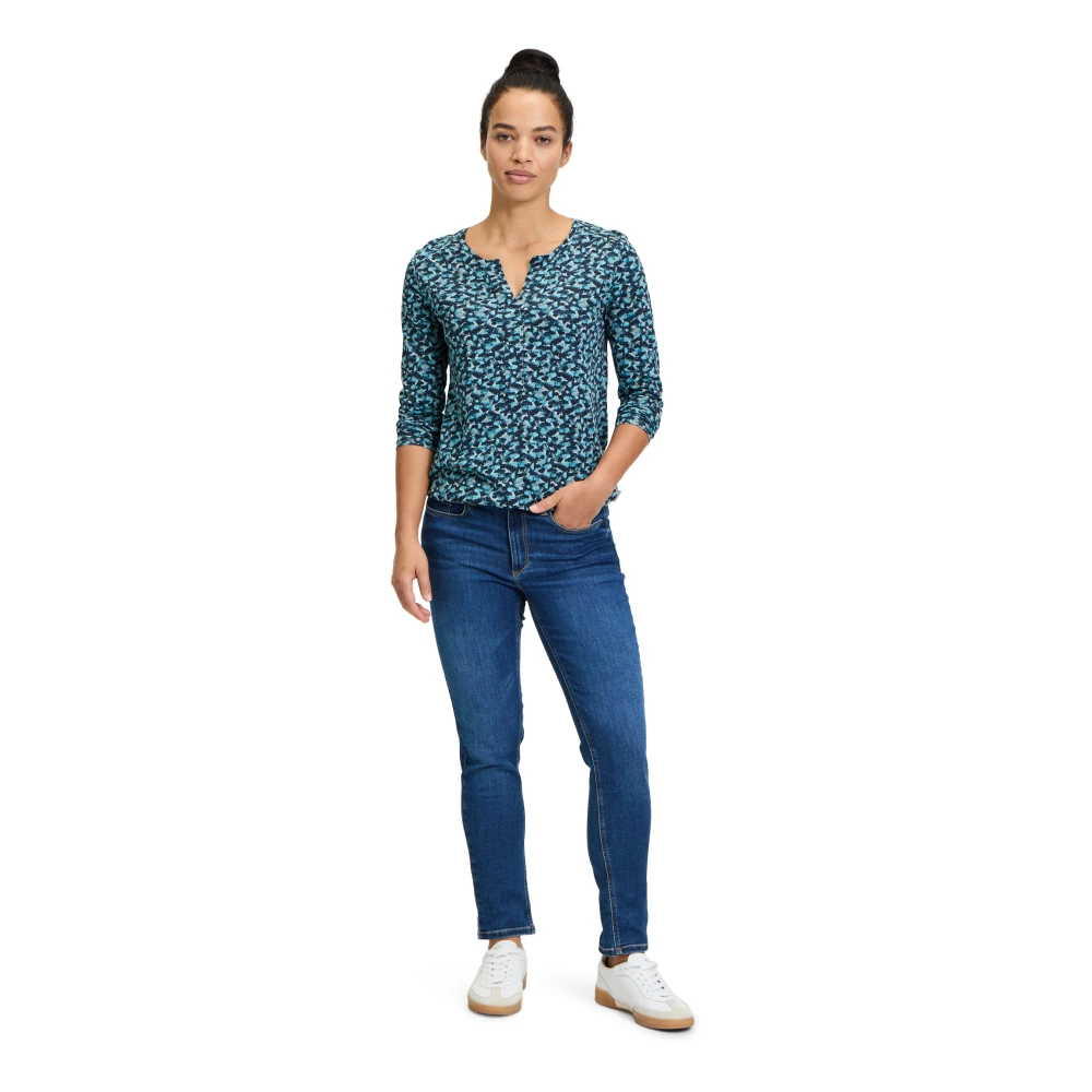 Betty & Co Blouse shirt met elastische taille Blue Dames