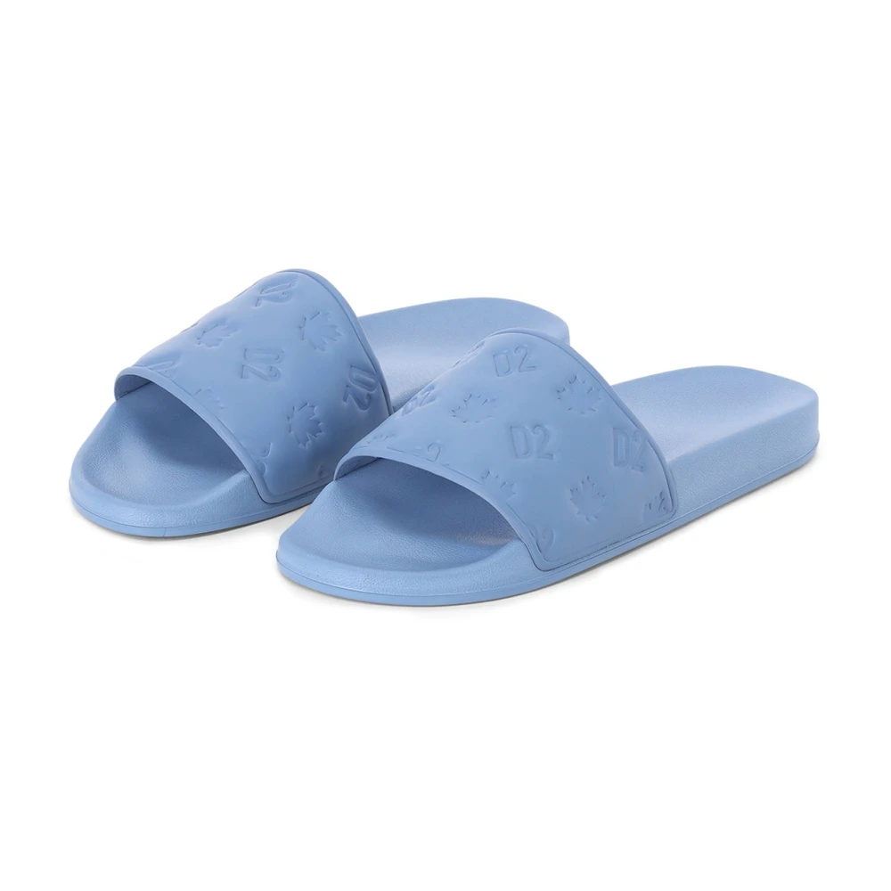 Dsquared2 Men's Blue Embossed-Logo Slides - Sliders - 7 Uk - Shoes