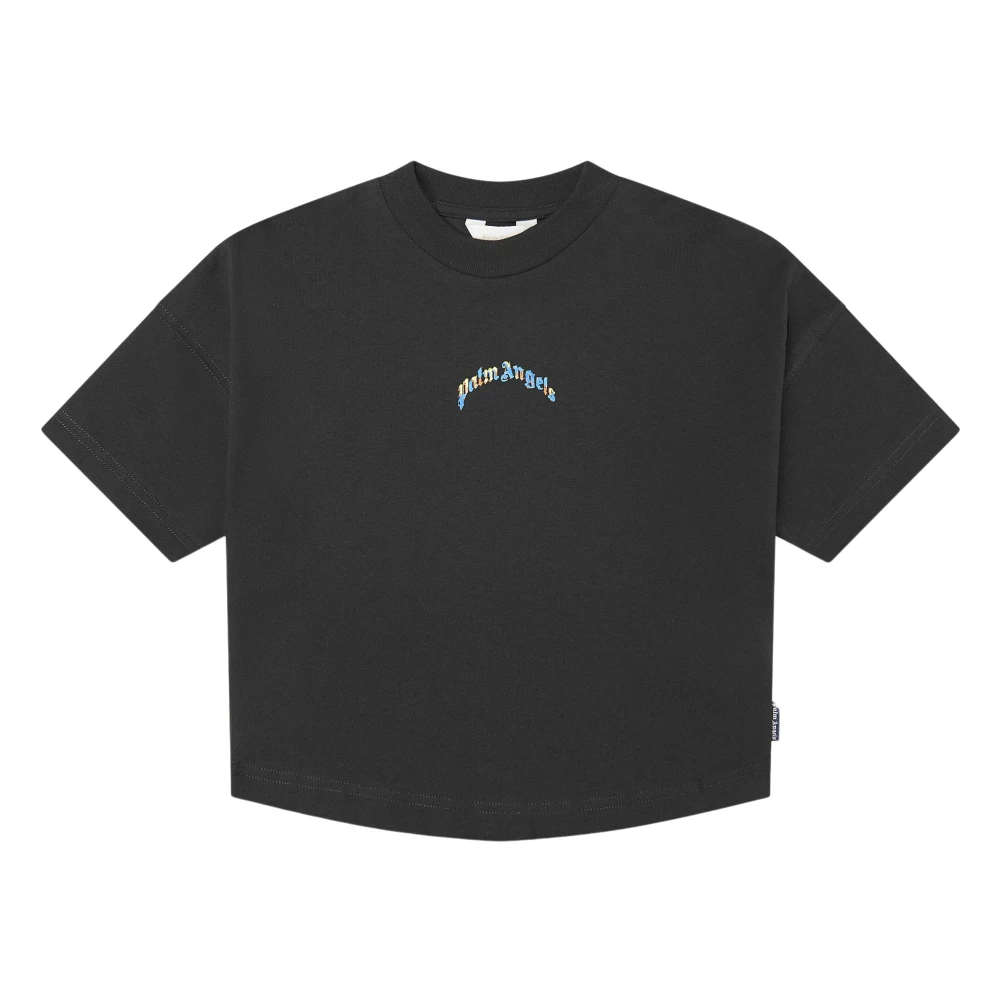 Palm Angels Curved Logo Jersey T-Shirt - Unisex - Kids Short Sleeve T-Shirts - Black - 6 Y - Kids
