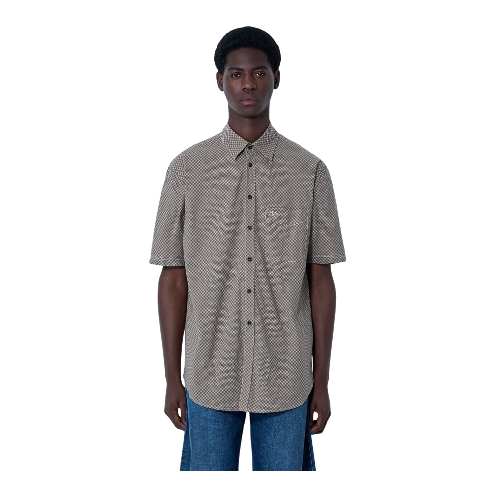 Erl Men's Brown Plaid Short Sleeve Shirt - Short Sleeve Shirts - M - Shirts