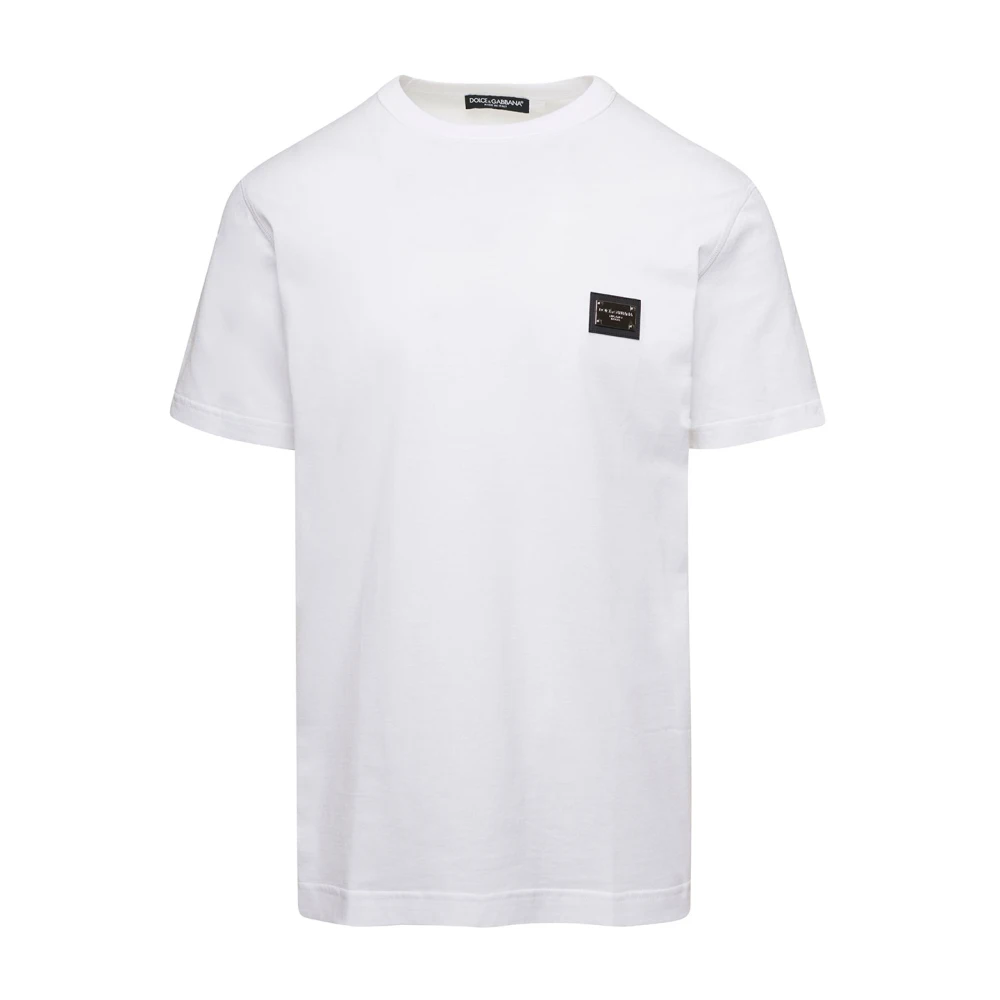 Dolce & Gabbana Men's White T-Shirt With Branded Tag