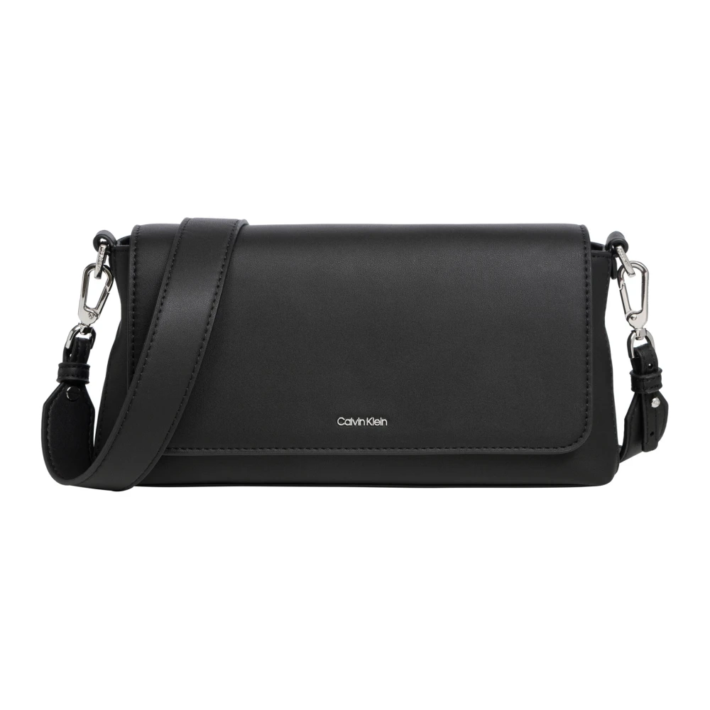 Calvin Klein Verstelbare Schoudertas met Drukknoopsluiting Black Dames