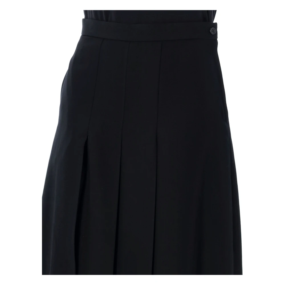 Comme des Garçons Zwarte Geplooide Midi Rok Aw24 Black Dames