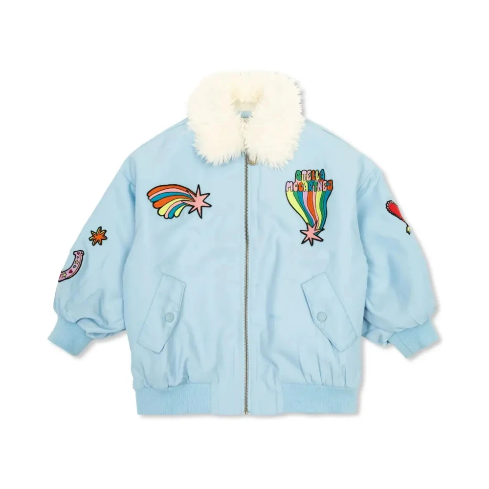 Stella McCartney Blå Bomberjacka med Patches Blue, Flicka