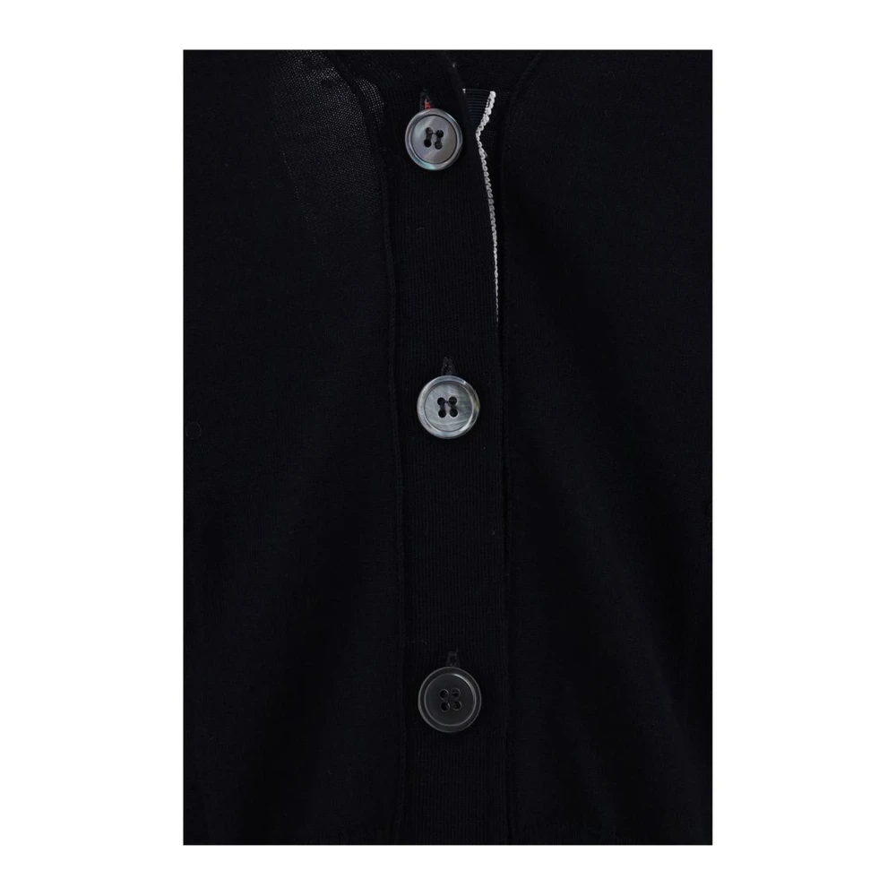 Thom Browne Geribbelde V-hals wollen vest Blue Dames