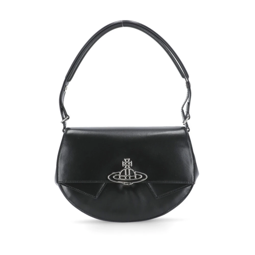 Vivienne Westwood Zwarte Leren Schoudertas Black Dames