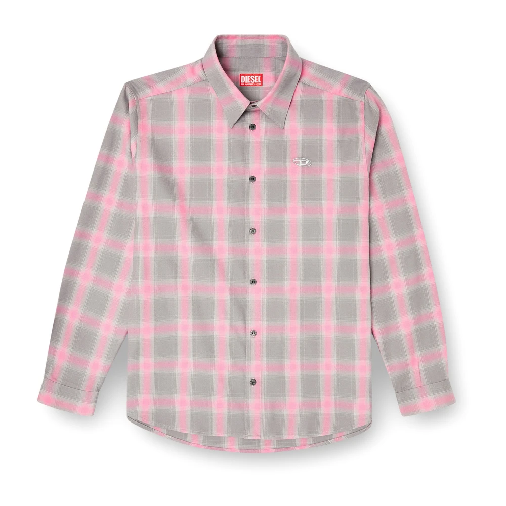 Diesel Men's Pink Shirt With Logo Embroidery - Casual Shirts - Xs - Shirts