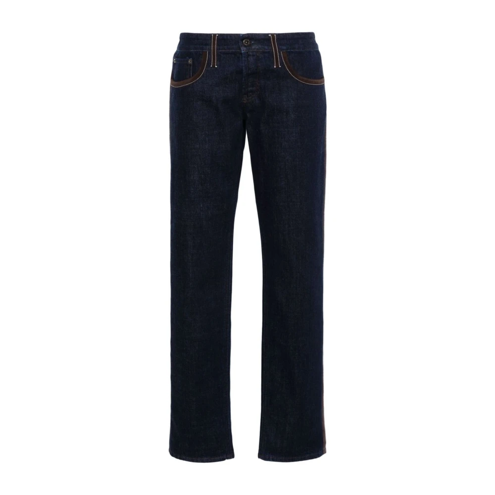 Miu Blauwe Piped-Trim Denim Jeans Blue Dames