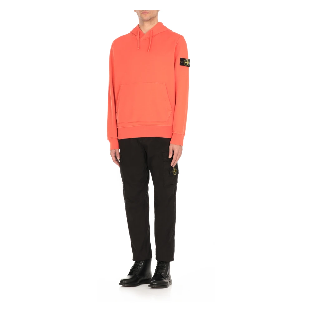 Stone Island Oranje Katoenen Hoodie met Logopatch Orange Heren