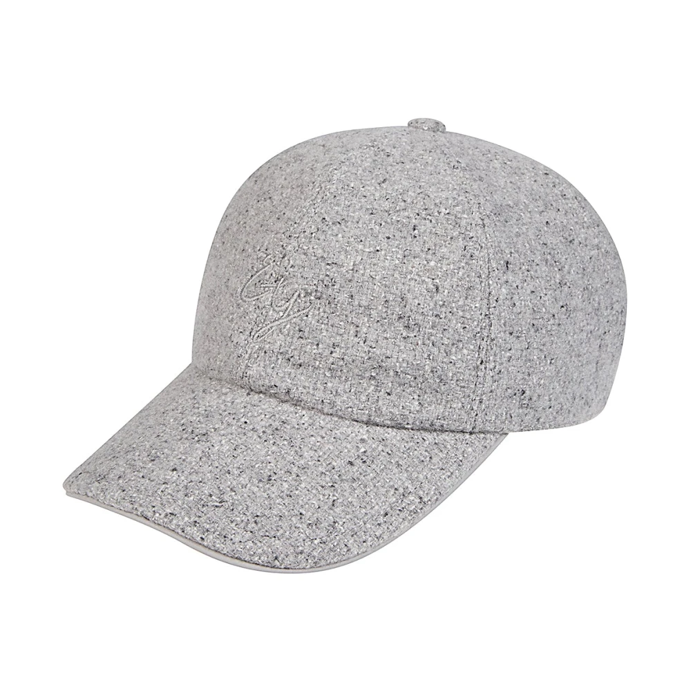 Eleventy Men's Gray Hats & Caps, One Size, Cashmere And Leather Baseball Cap