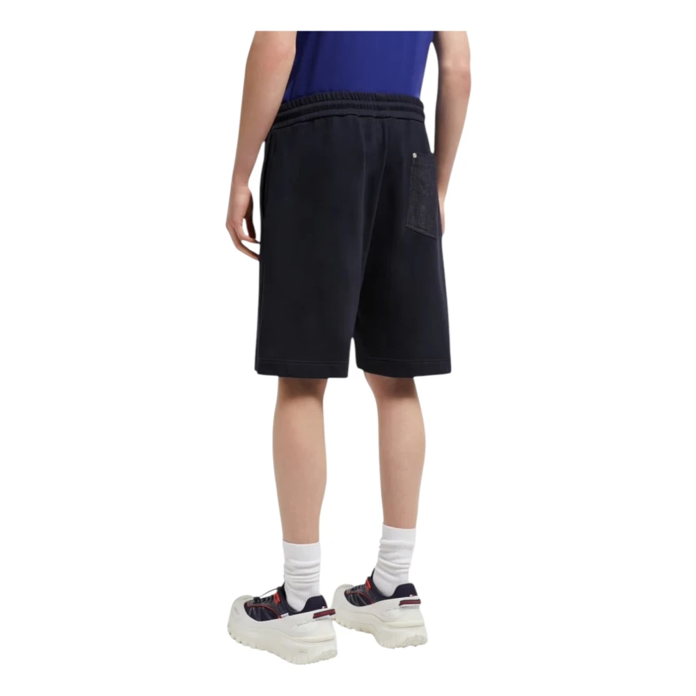 Moncler Navy Katoen Denim Shorts met Zak Blue Heren