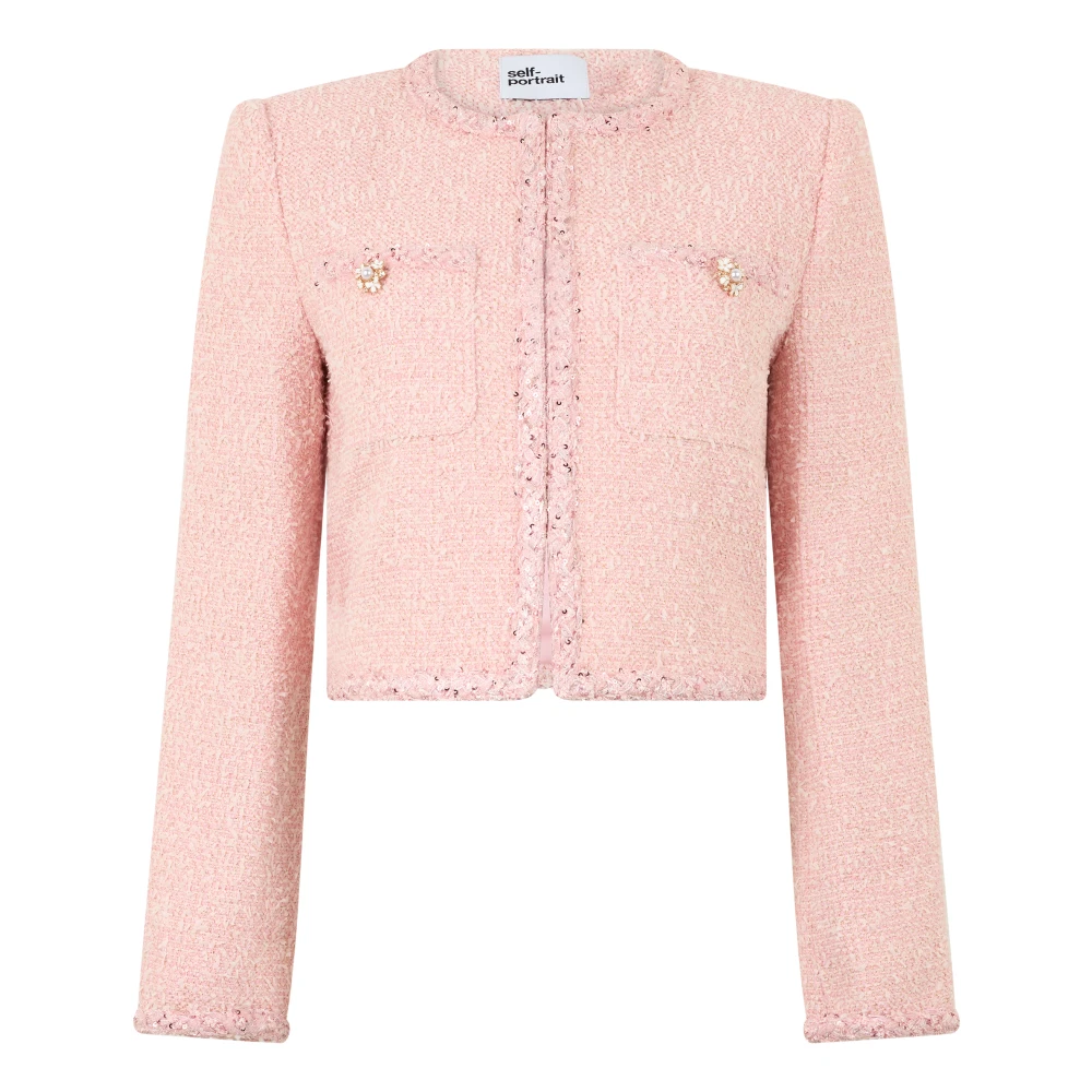 Self Portrait Boucle Jacket - Female - Tweed Jackets - Pink - Xs - Jackets