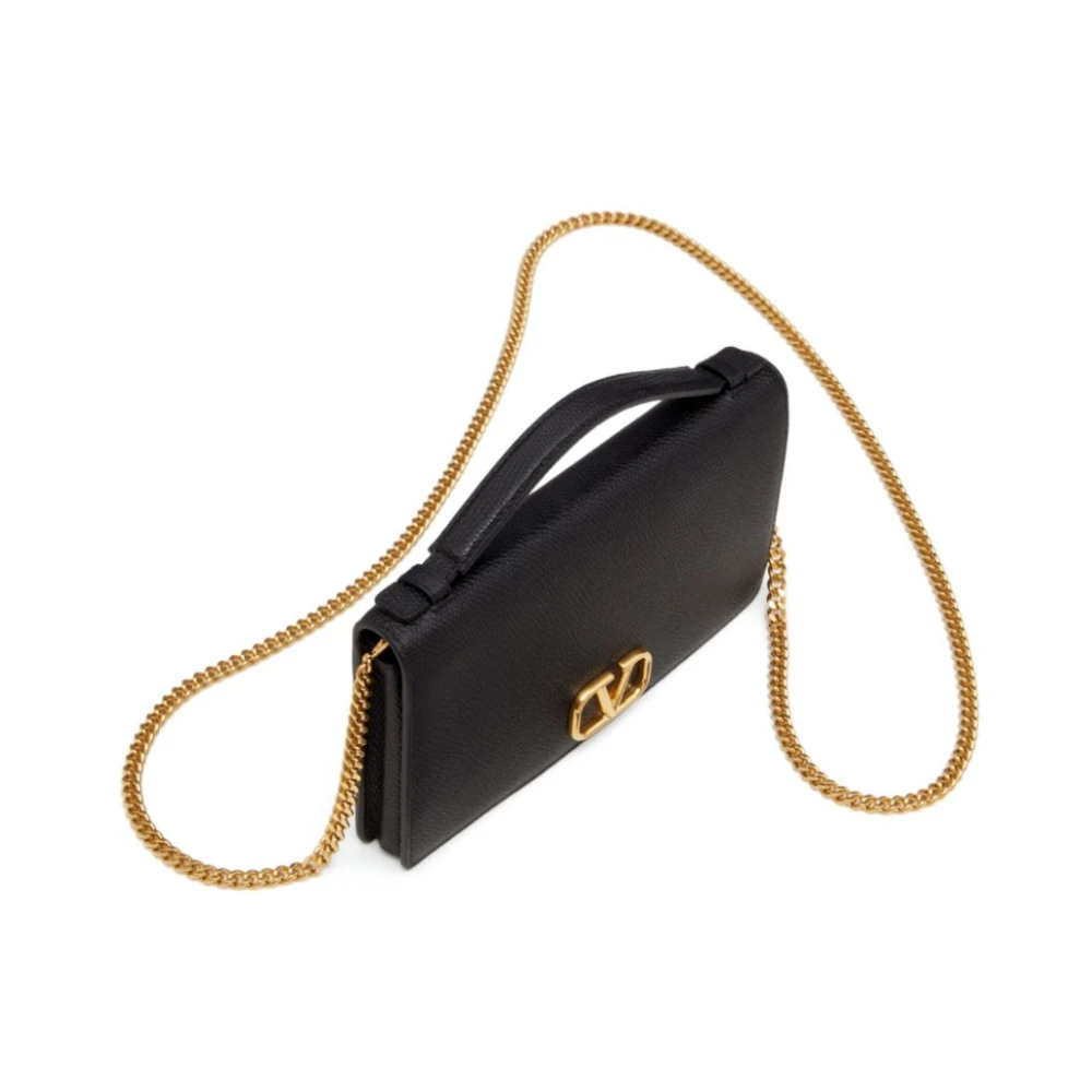Valentino Garavani Zwarte V-Logo Portemonnee Riem Tas Black Dames