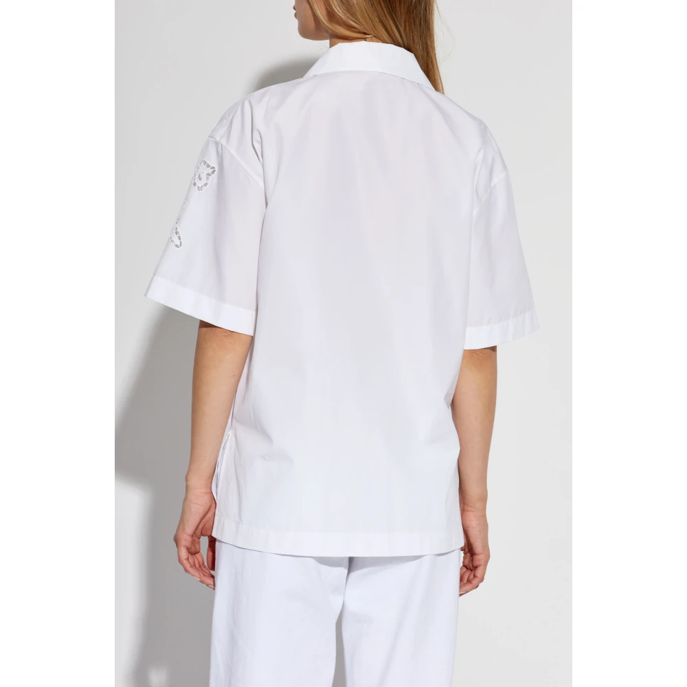 Versace Shirt met openwerkpatroon White Dames