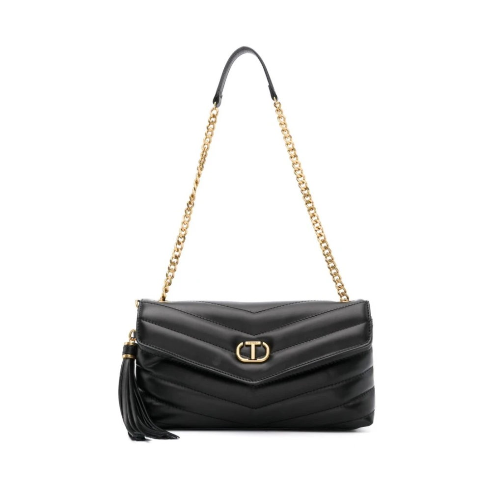 Twinset Schoudertas van gewatteerd leer Black Dames