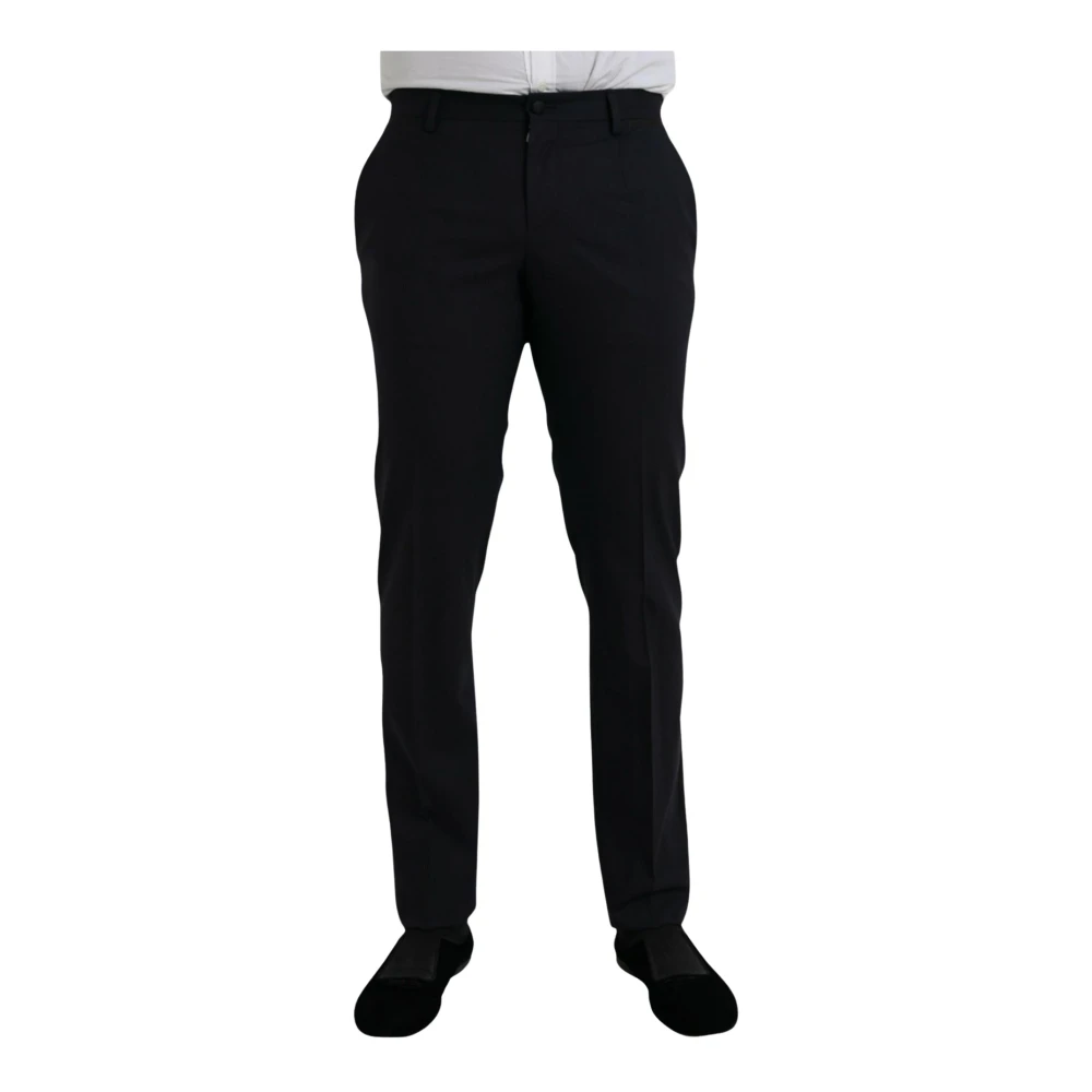 Dolce & Gabbana Donkerblauwe Wol Slim Fit Formele Broek Blue Heren