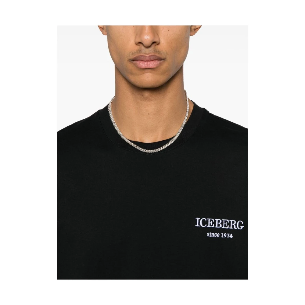 Iceberg Zwarte Ronde Hals Korte Mouwen T-shirt Black Heren