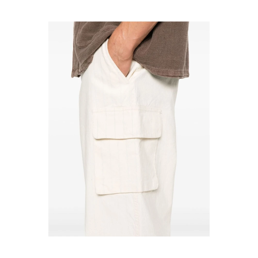Our Legacy Ecru Canal Stripe Katoenen Cargo Broek White Heren