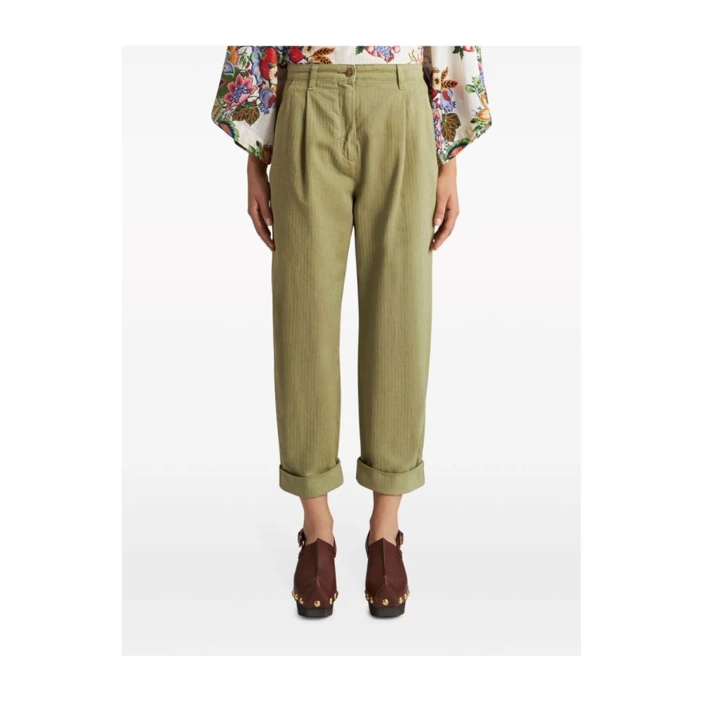 ETRO Khaki Chevron Broek Green Dames