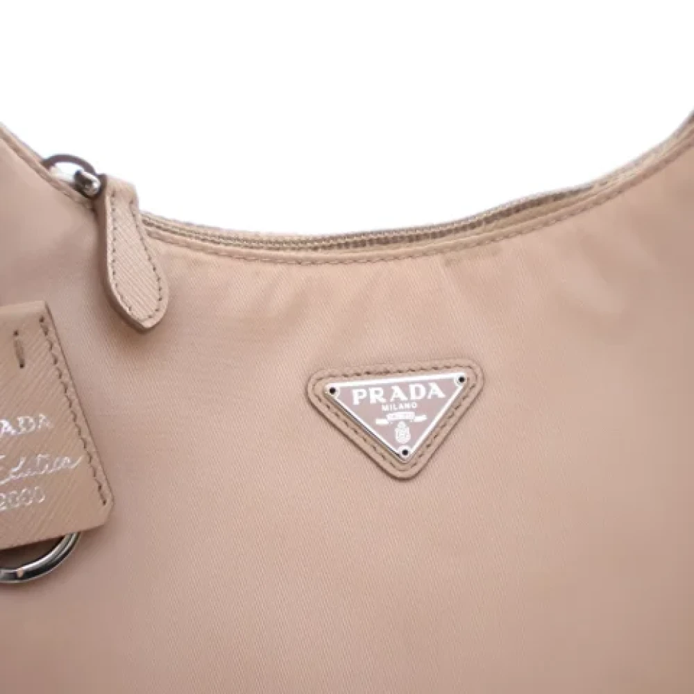 Prada Vintage Pre-owned Nylon handbags Beige Dames