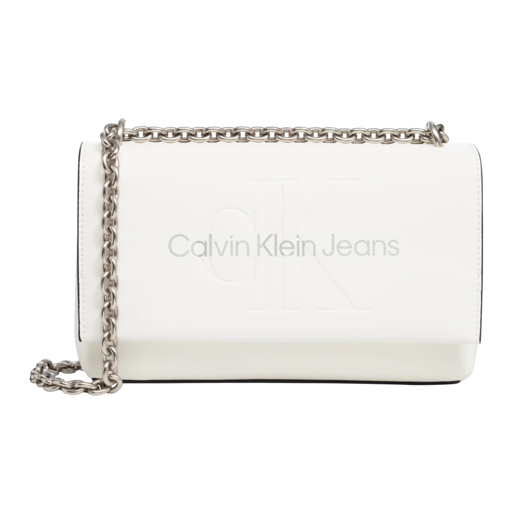 Calvin Klein Jeans Gevormde Flap Convertible Tas Lente Zomer Collectie White Dames