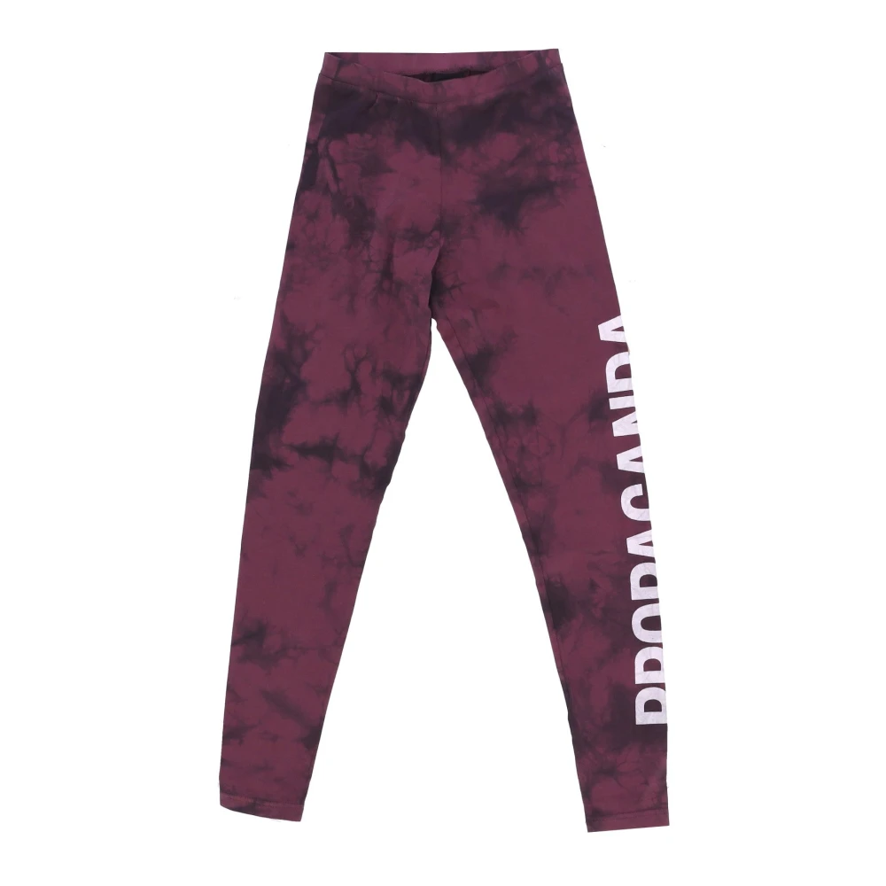 Propaganda Vrouw Bruin Broeken Dames, M, Polyester, Tie Dye Leggings Wijn