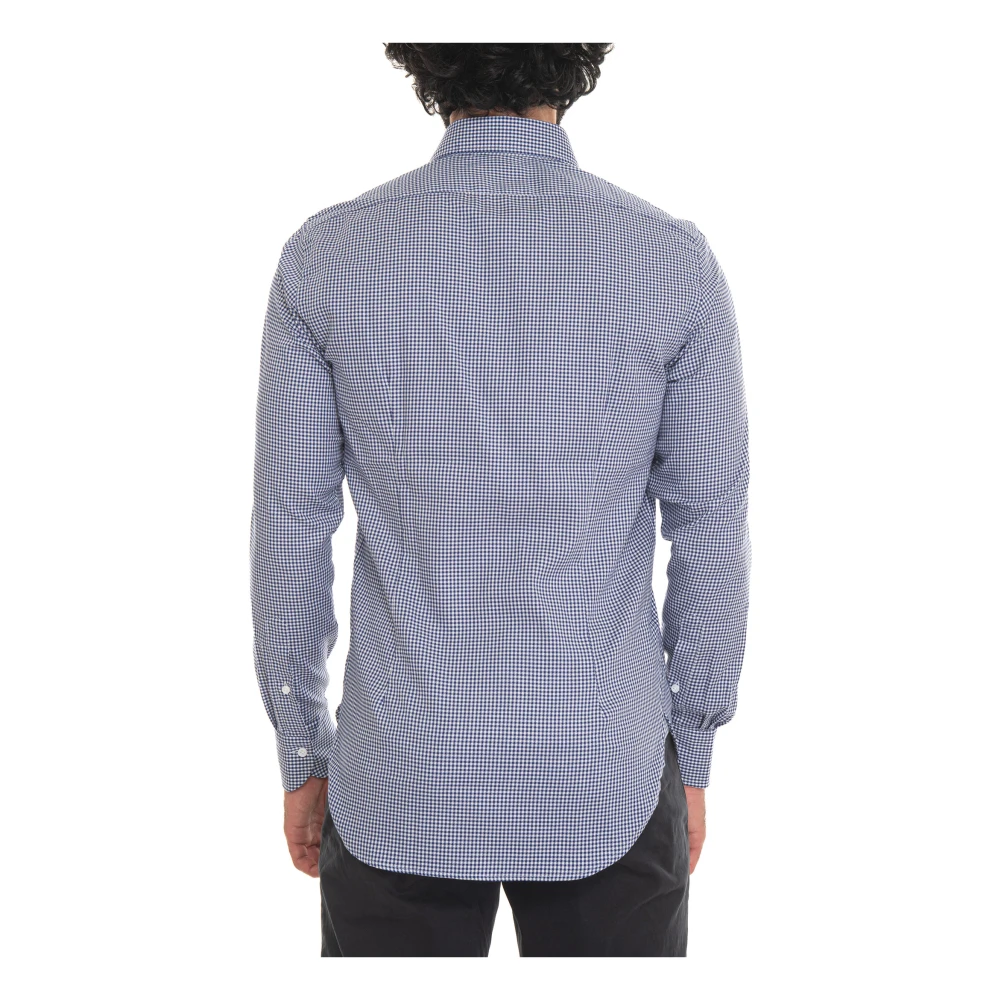 Càrrel Geruite Casual Overhemd met Bijpassende Clutch Blue Heren