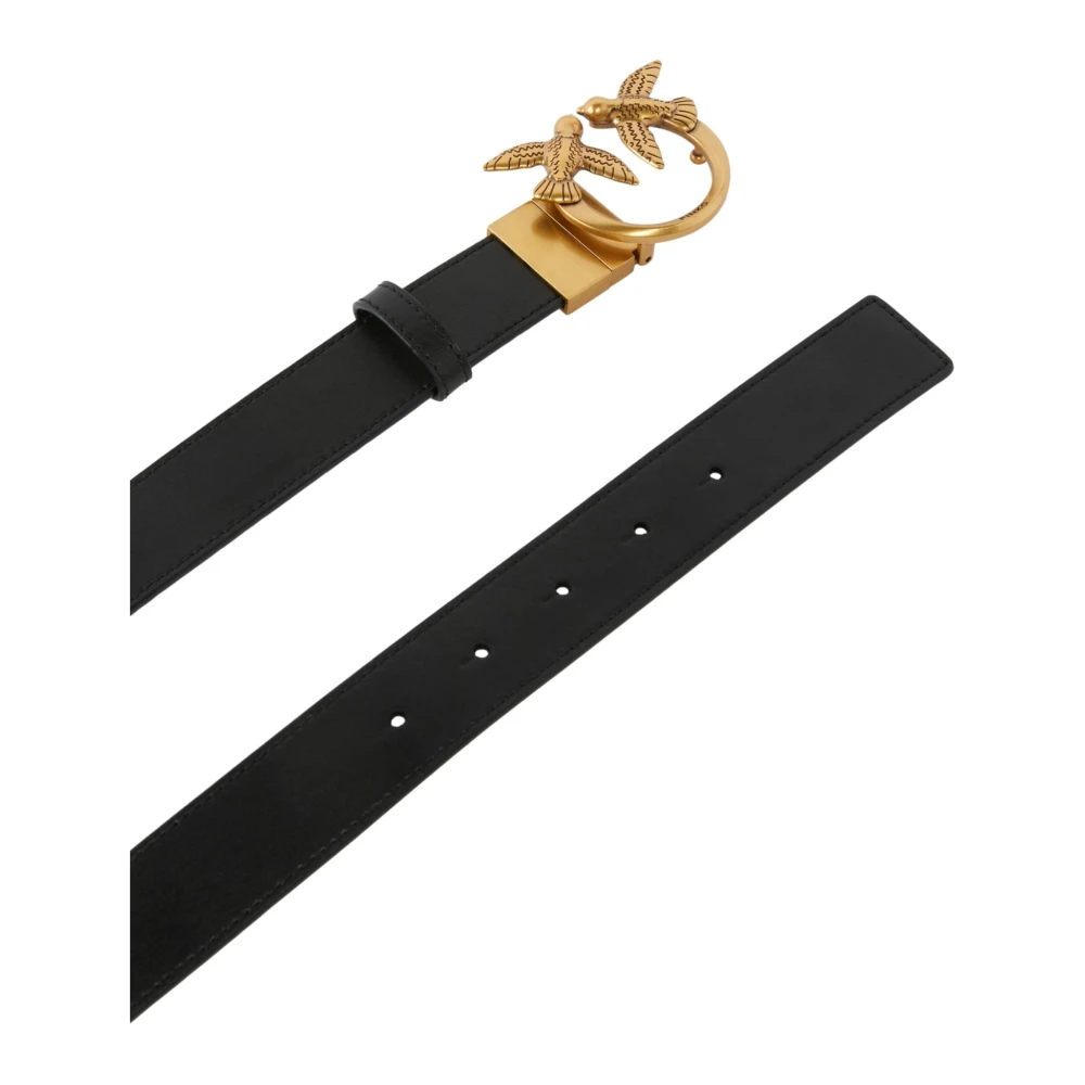 pinko Love Berry Monogram Leren Riem Zwart Black Dames
