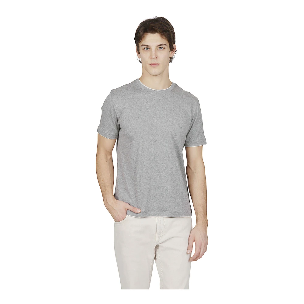 Eleventy Katoenen Jersey Ronde Hals T-Shirt Gray Heren