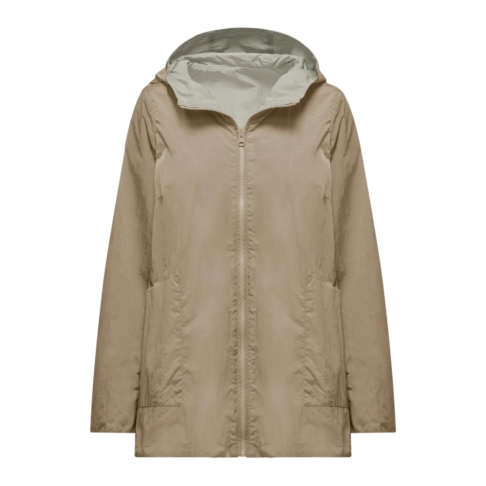 Bomboogie Vrouw Beige Jassen Dames, M, Nylon, Omkeerbare A-Lijn Regenjas