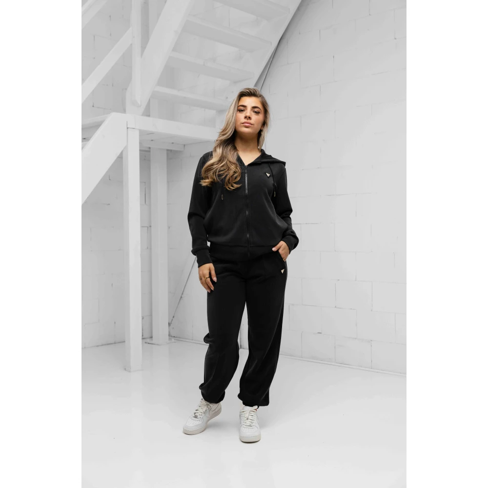 Guess Zwart Full Zip Hooded Trainingspak Dames Black Dames