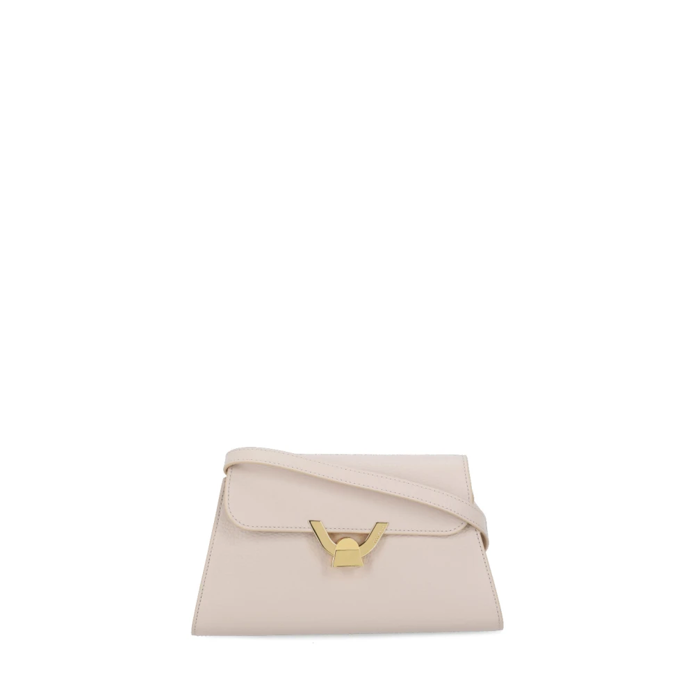 Coccinelle Leren schoudertas met verstelbare handvat Beige Dames