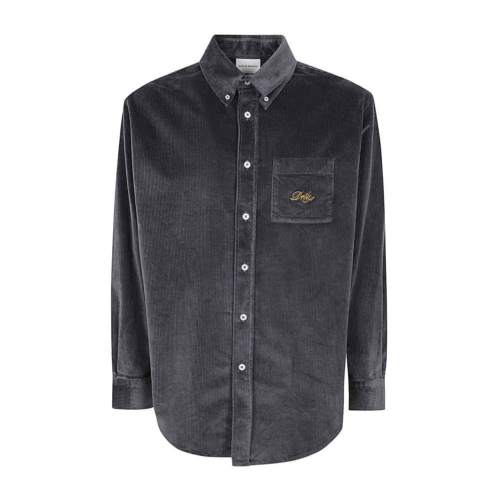 Drole de Monsieur Donkergrijze Corduroy Overhemd Gray Heren