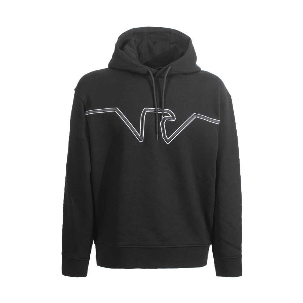 Emporio Armani Zwarte hoodie met reliëflogo Black Heren