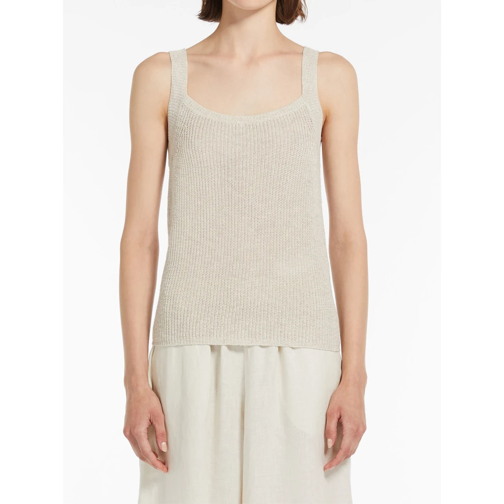 Max Mara Beige Katoen Linnen Twinset Sweaters Beige Dames