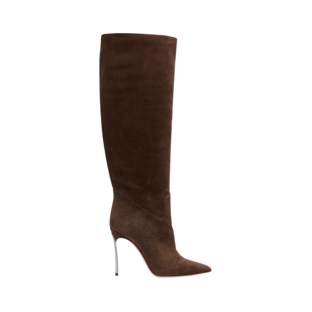 Casadei Women's Brown Heeled Boots, 3 Uk, Blade Suede High Boots