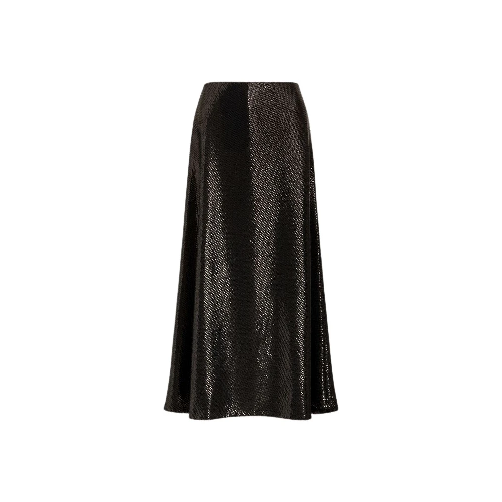 Alberta Ferretti Black Flared Sequin Midi Skirt - Female - Midi Skirts - 2XL - Skirts