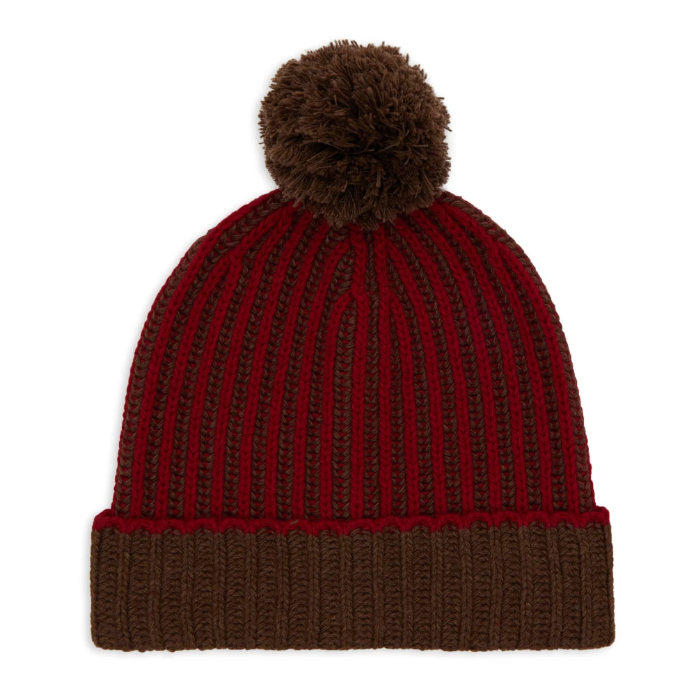 Gallo Rode Wol Kasjmier Beanie met Ribsteek Multicolor Unisex