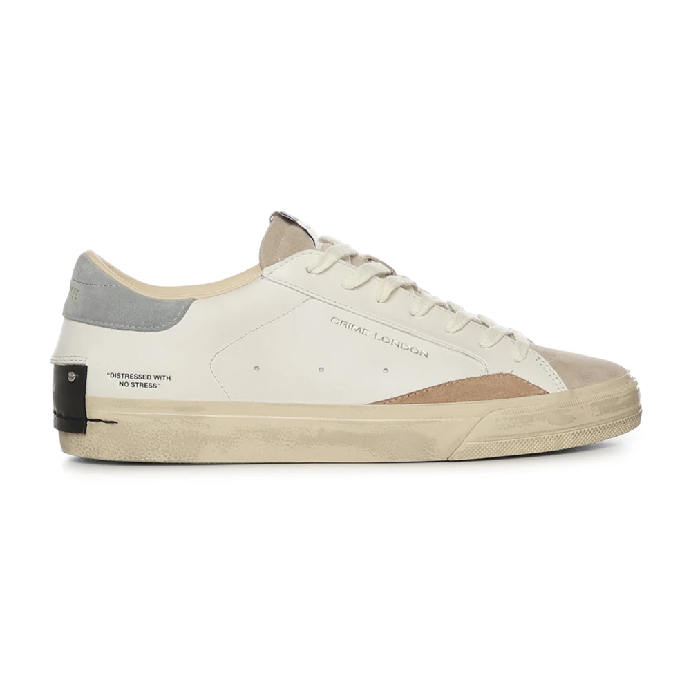 Crime London Men's White Distressed Sneaker