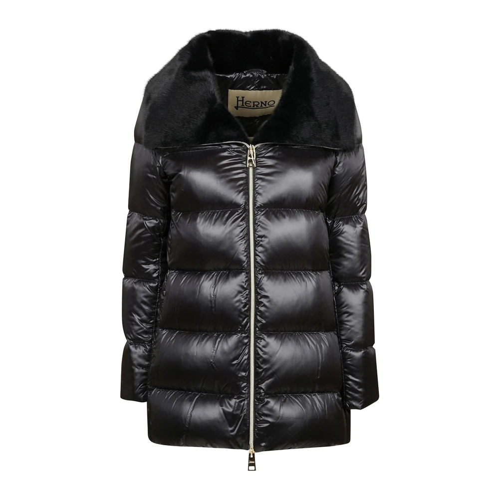 Herno Zwarte Donsjas Elegante Winterstijl Black Dames