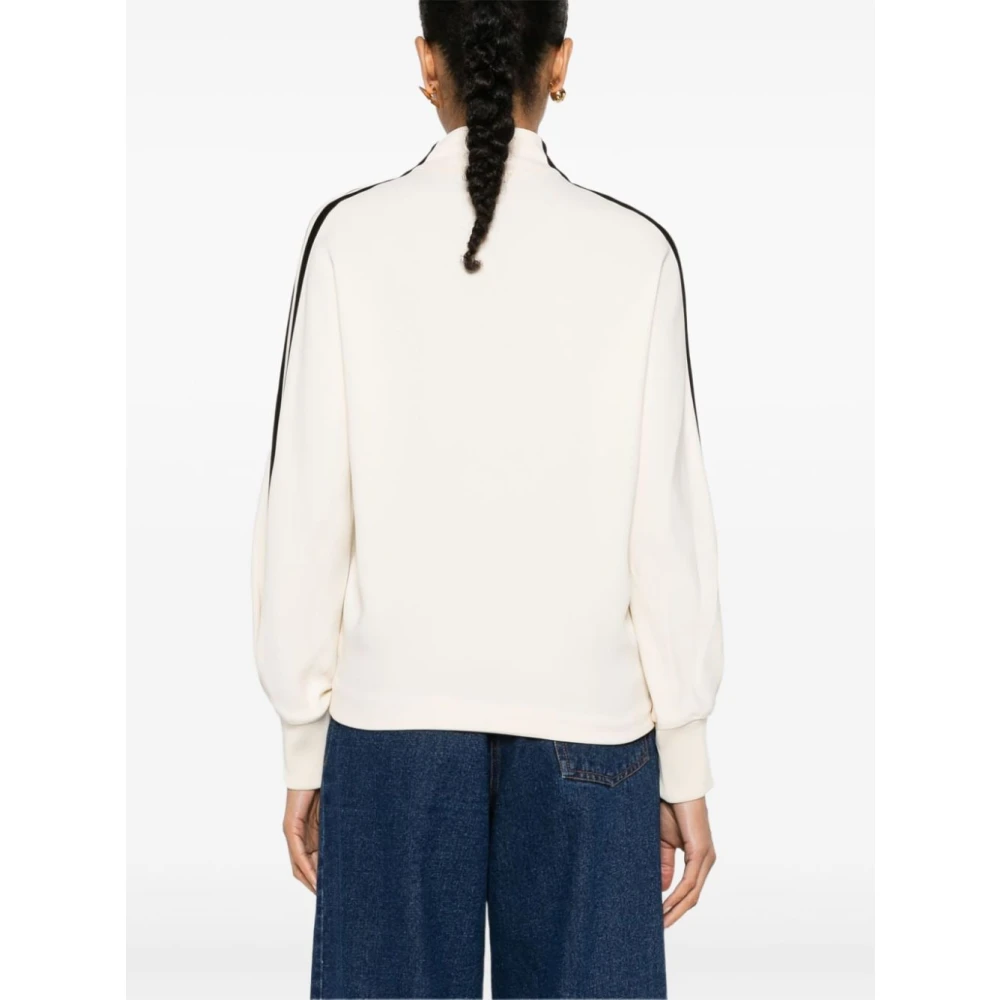 Forte Wit Gestreept Shirt Viscose Hoge Kraag Beige Dames