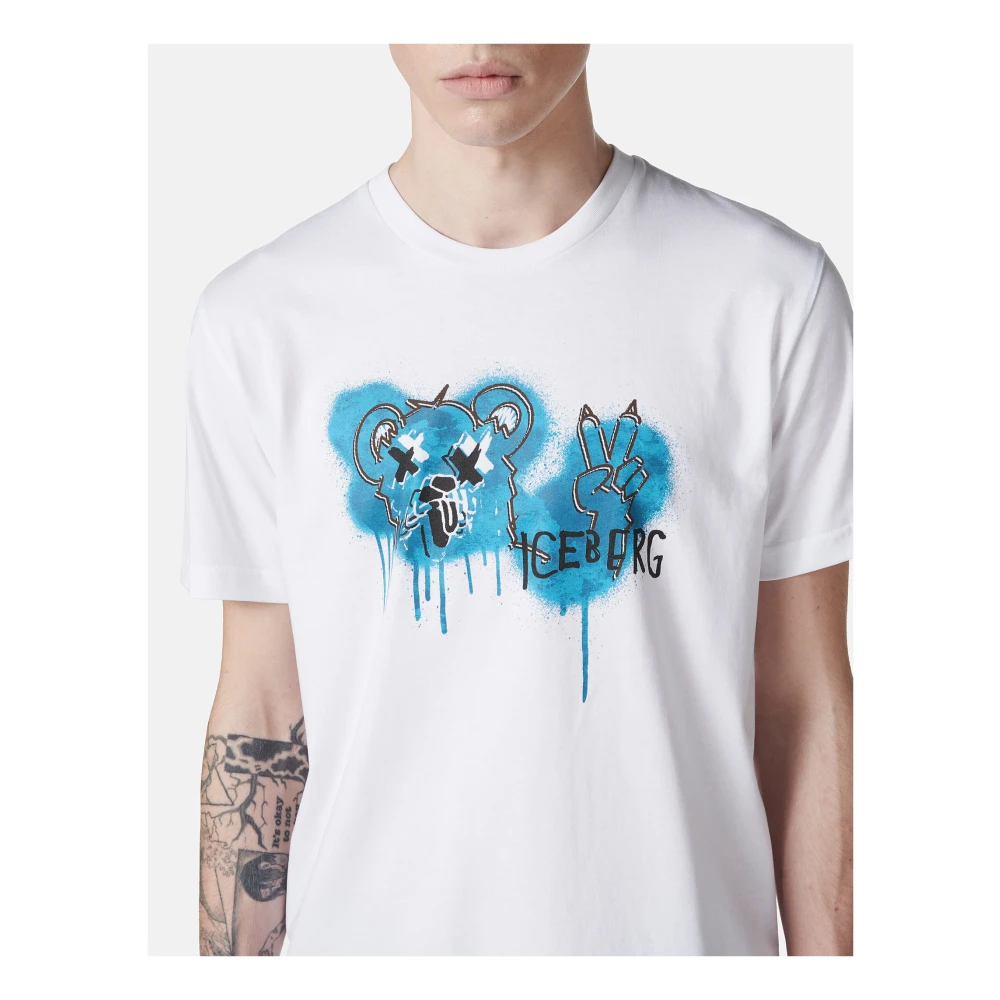 Iceberg Klassiek wit regular fit wit katoenen jersey t-shirt White Heren