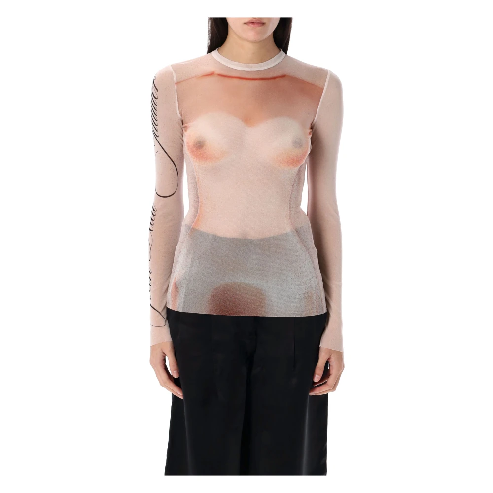 Jean Paul Gaultier Lichtroze Tule Top 'The Classic' Pink Dames