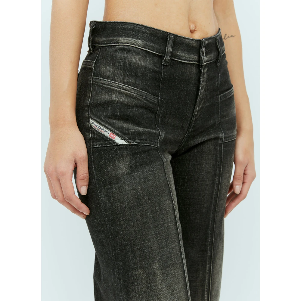 Diesel Gepaneelde Flared Jeans met Lage Taille Black Dames