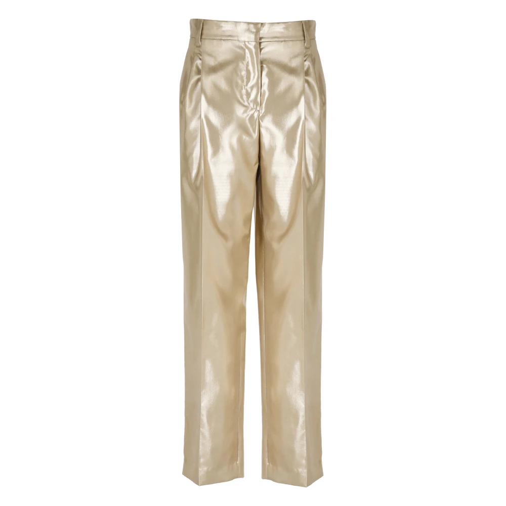 BRUNELLO CUCINELLI Gouden zijden broek met riemlussen Yellow Dames