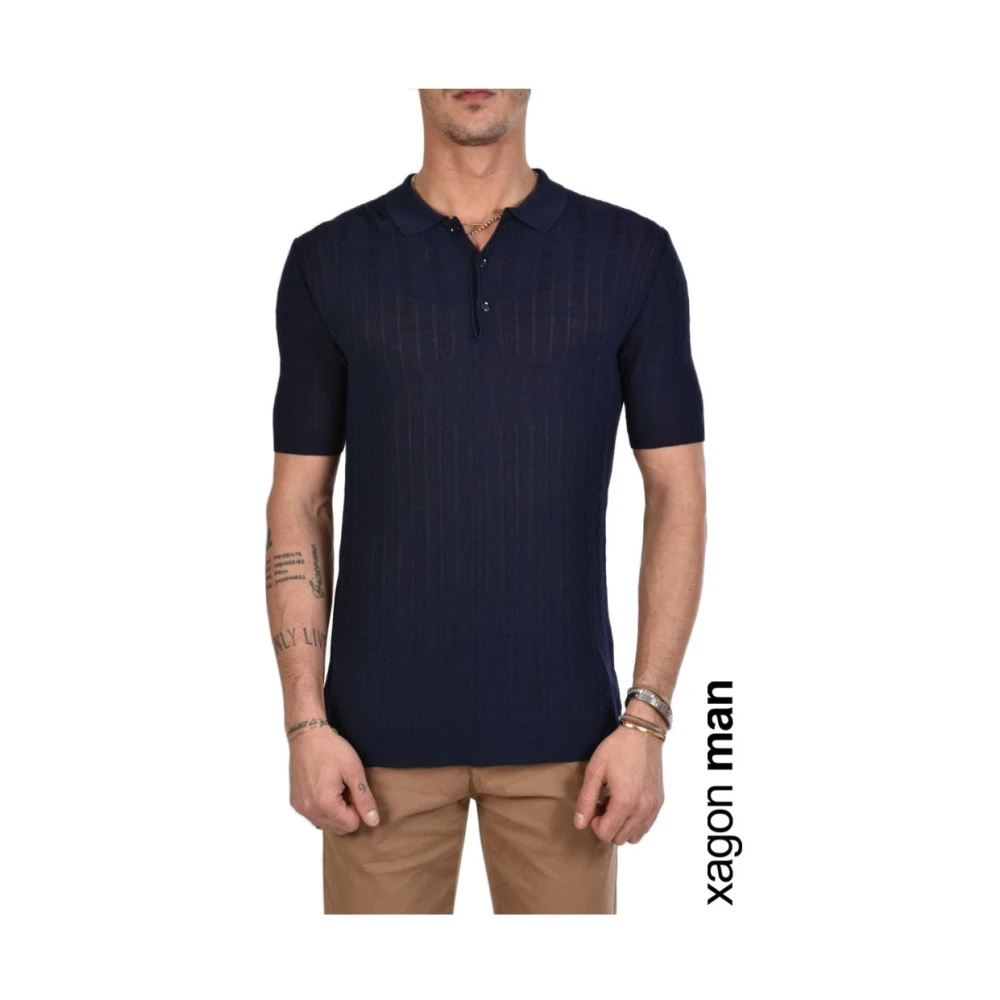 Xagon Man Polo Shirt met knoopsluiting Blue Heren