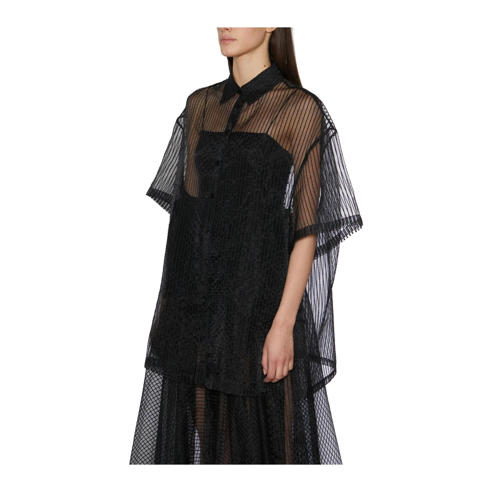 NÜ Denmark Oversized Transparante Blouse Black Dames