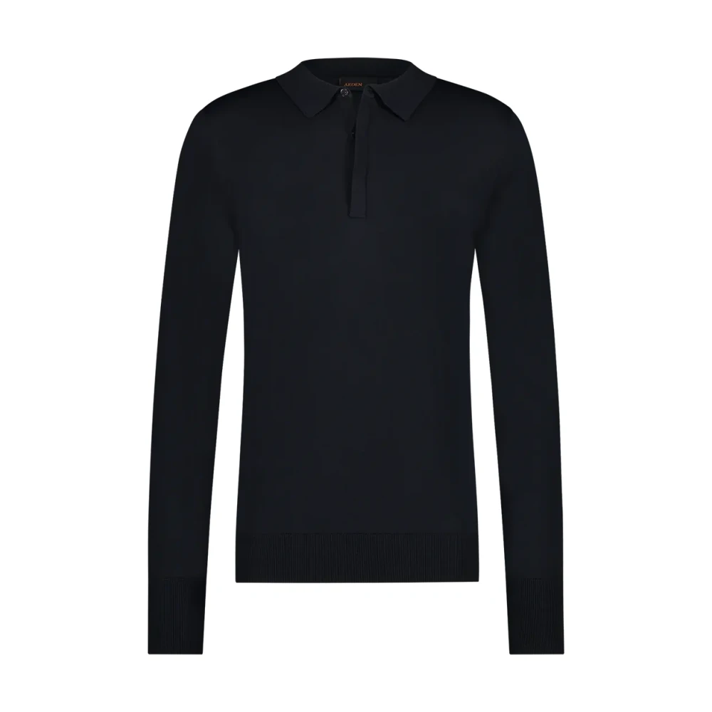 Aeden Navy Polo Shirt met Lange Mouwen Black Heren